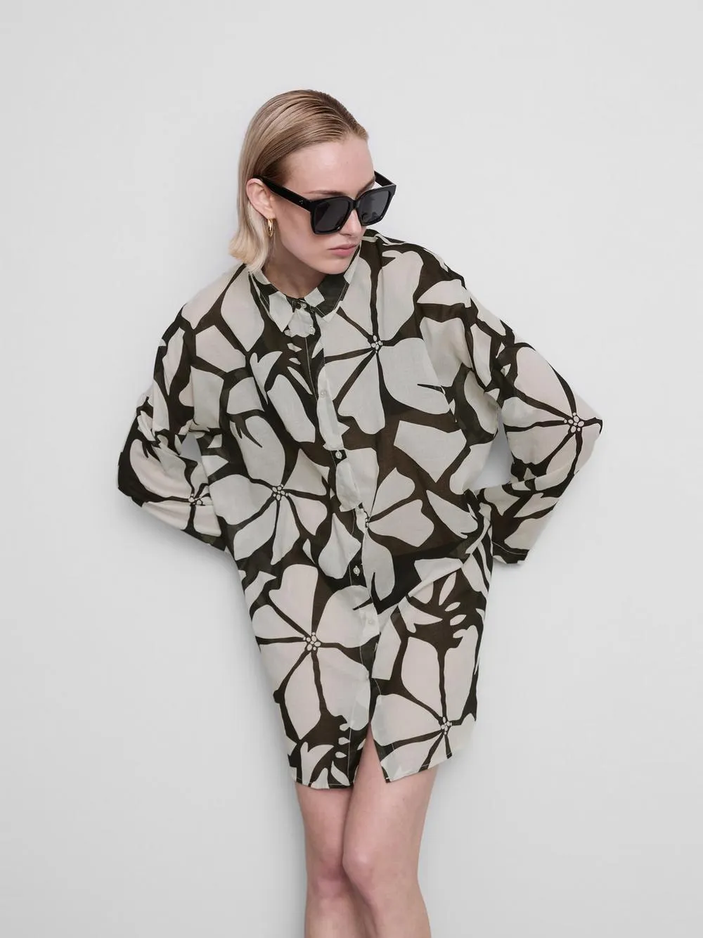 Camisa de playa de algodón estampada