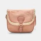 Bolso de hombro con inserción de piel sintética