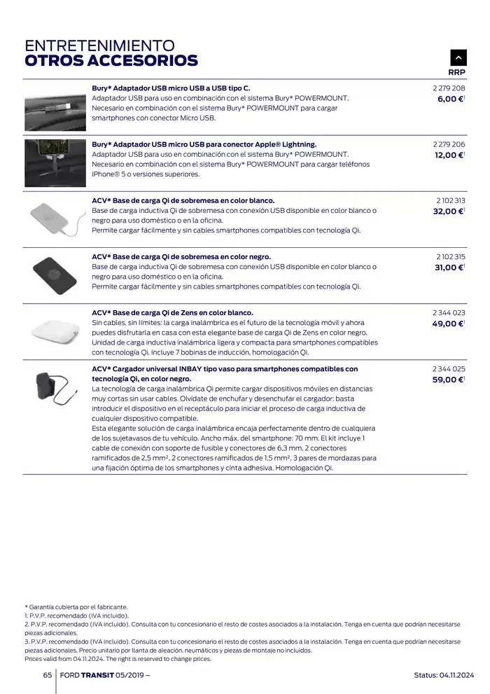 Catálogo de Ford de accesorios Transit Van 13 de noviembre al 13 de noviembre 2025 - Página 65