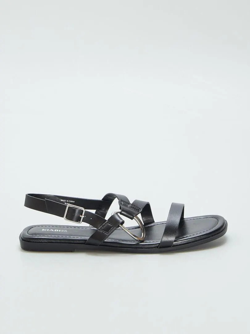 Sandalias con tiras - NEGRO