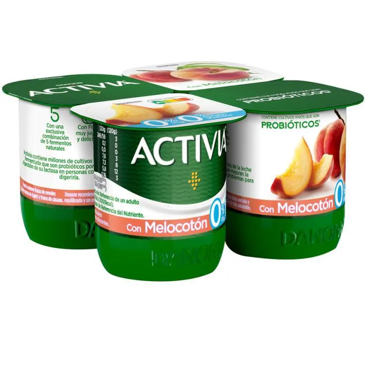 ACTIVIA MELOCOTÓN 0% M.G. 0% AZÚCAR, 4X120G DANONE