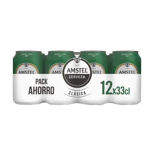 AMSTEL Cervezas AMSTEL CLÁSICA pack de 12 latas de 33 cl.