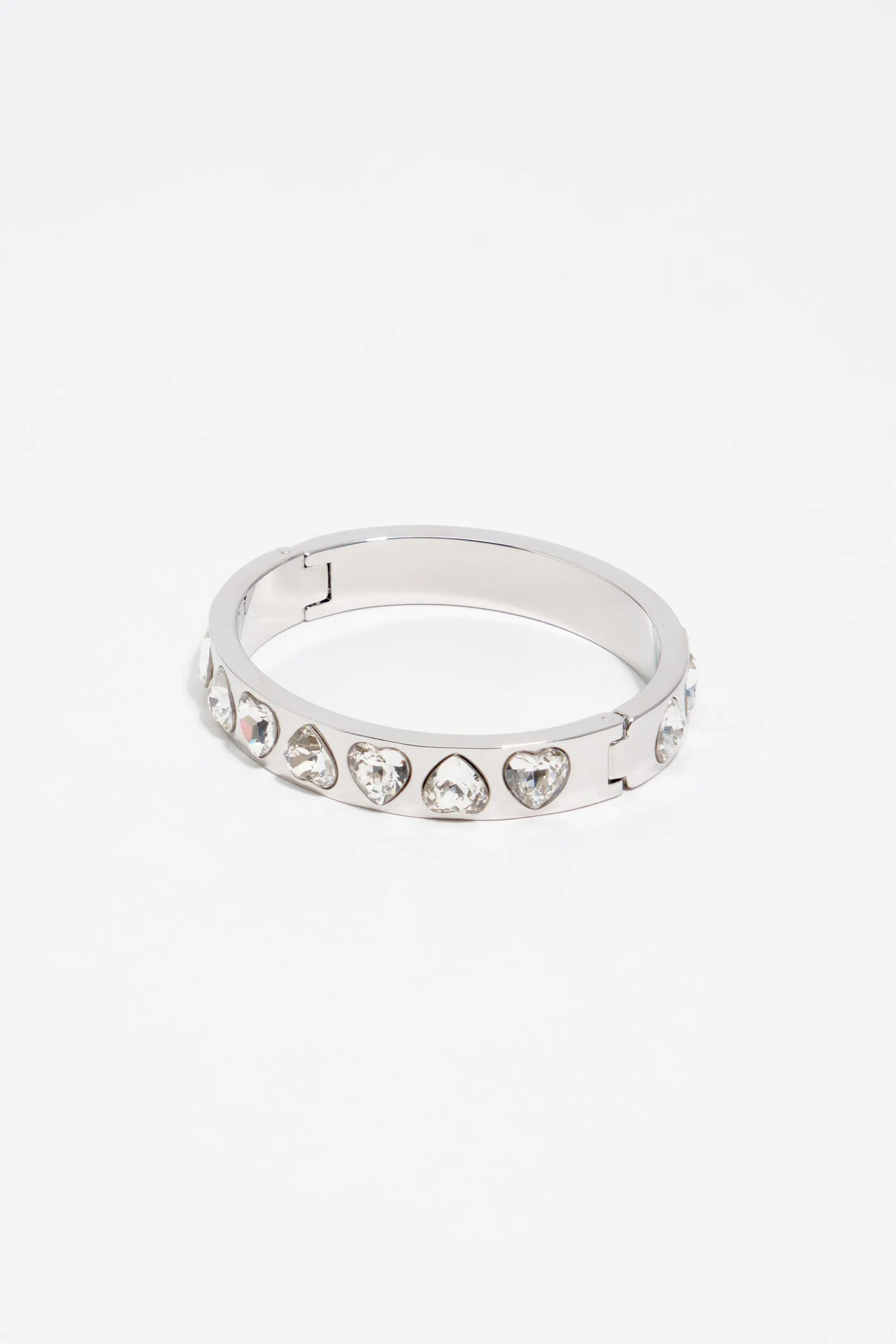 Pulsera cristales corazón plateada