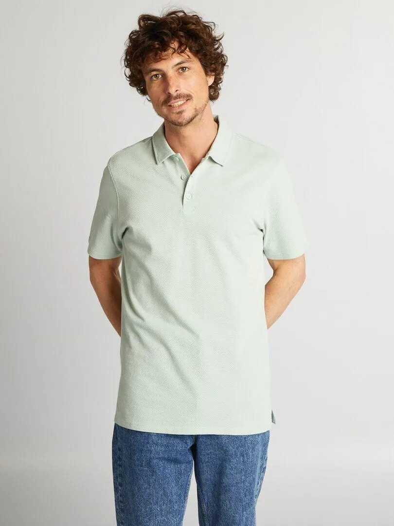 Polo liso con textura - azul