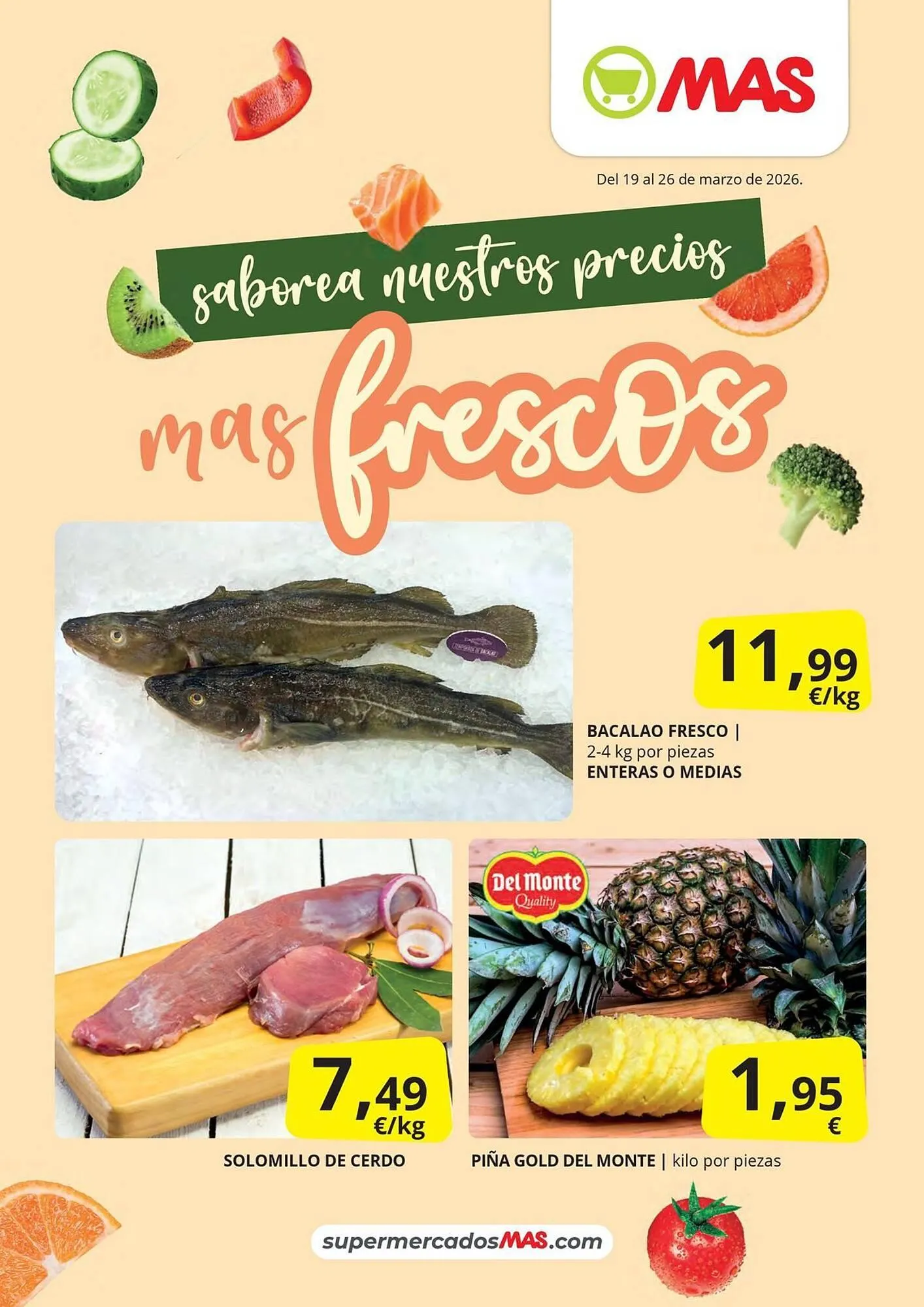Catálogo de Folleto Supermercados MAS 19 de marzo al 26 de marzo 2026 - Página 1