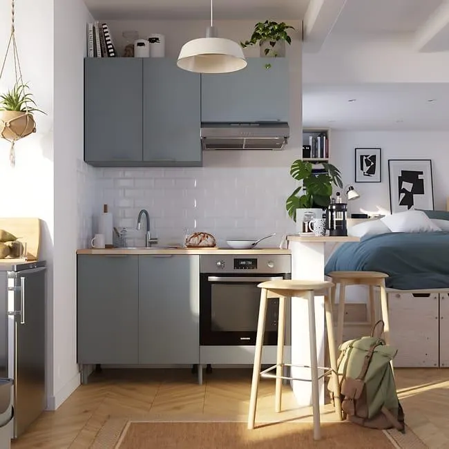 Cocina en kit Eleki gris 2 módulos altos + 2 bajos L.140 x H.217 x P.58 cm