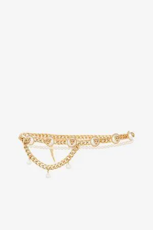 cinturón con aplique de perlas