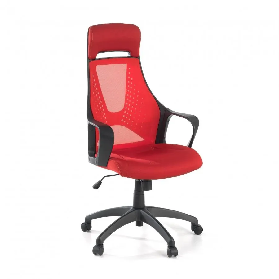 Silla de ordenador Gotham, respaldo transpirable - Rojo