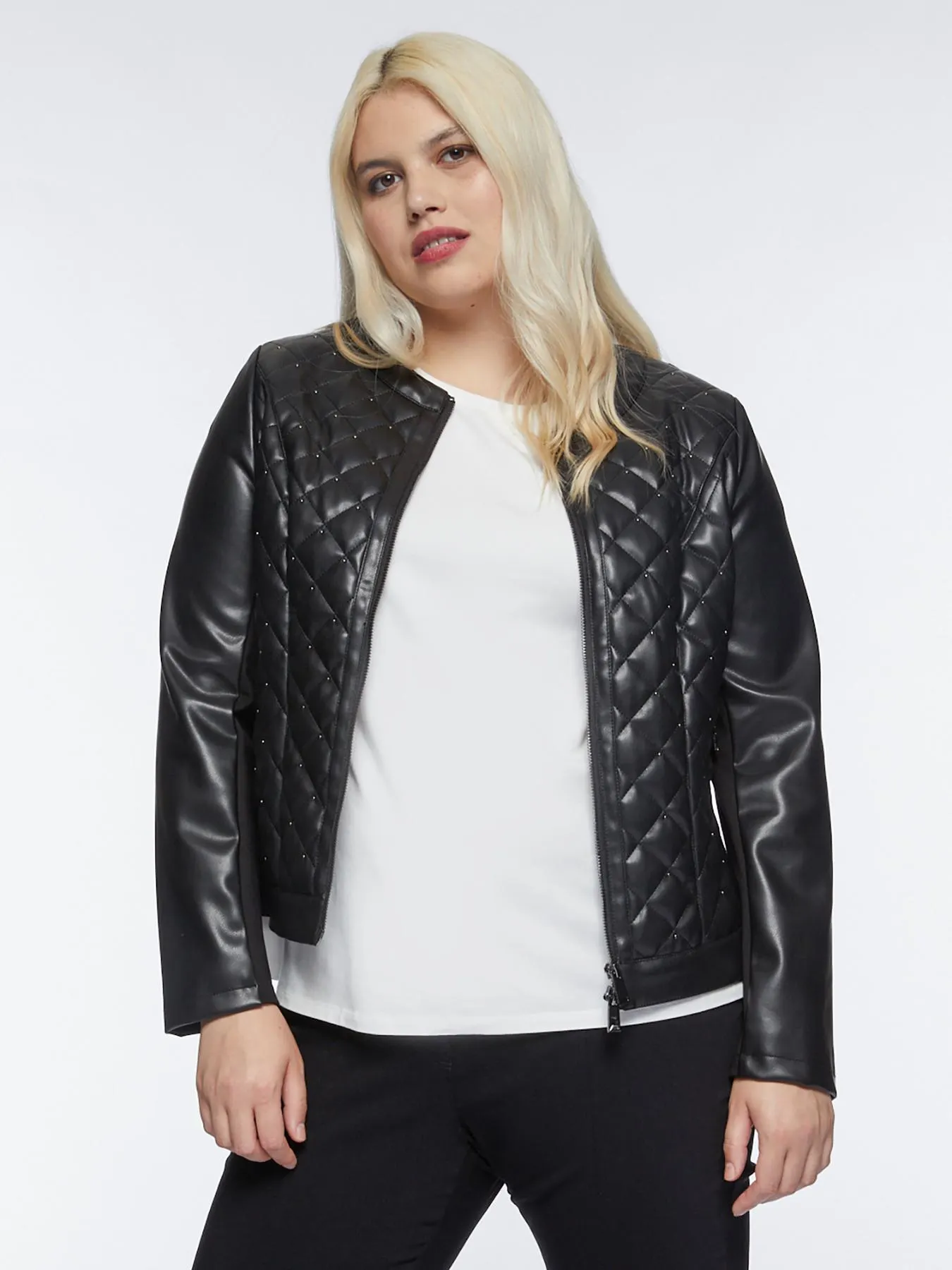Chaqueta biker con pespuntes