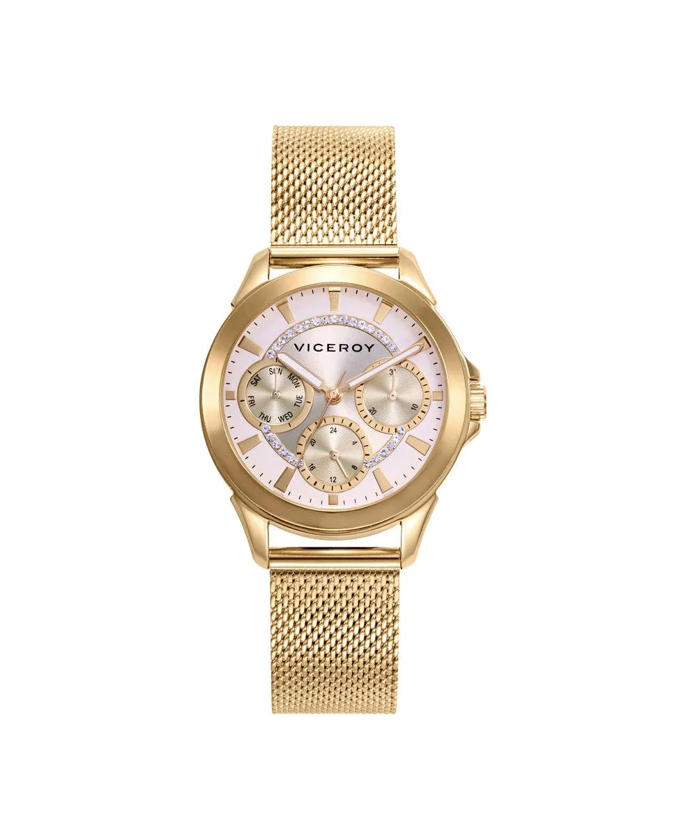 Reloj de Mujer Chic caja y brazalete de acero en Ip dorado