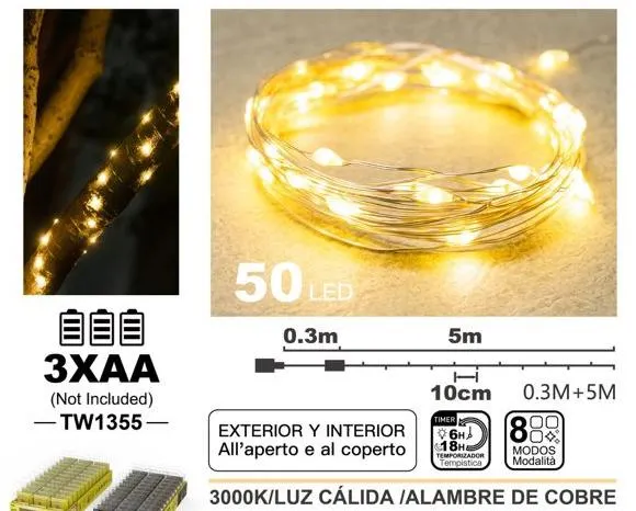 LUZ DE COBRE CALIDA 50LED 5.3M TW1355