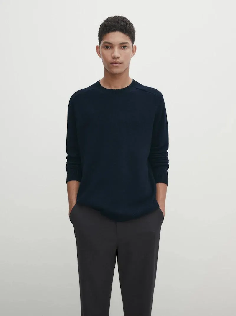 Jersey cuello redondo mezcla lana extrafina