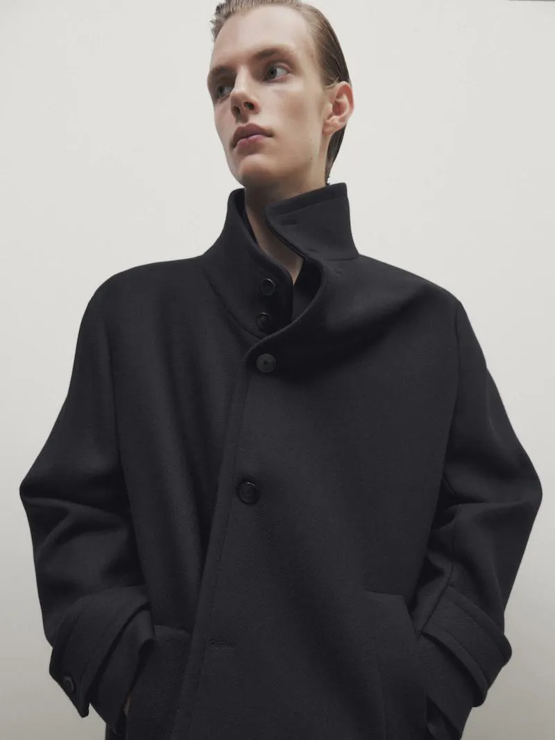 Abrigo mezcla lana cuello alto - Limited Edition