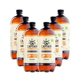 Pack 6 L Bebida Kombucha BIO Jengibre y limón Captain Kombucha