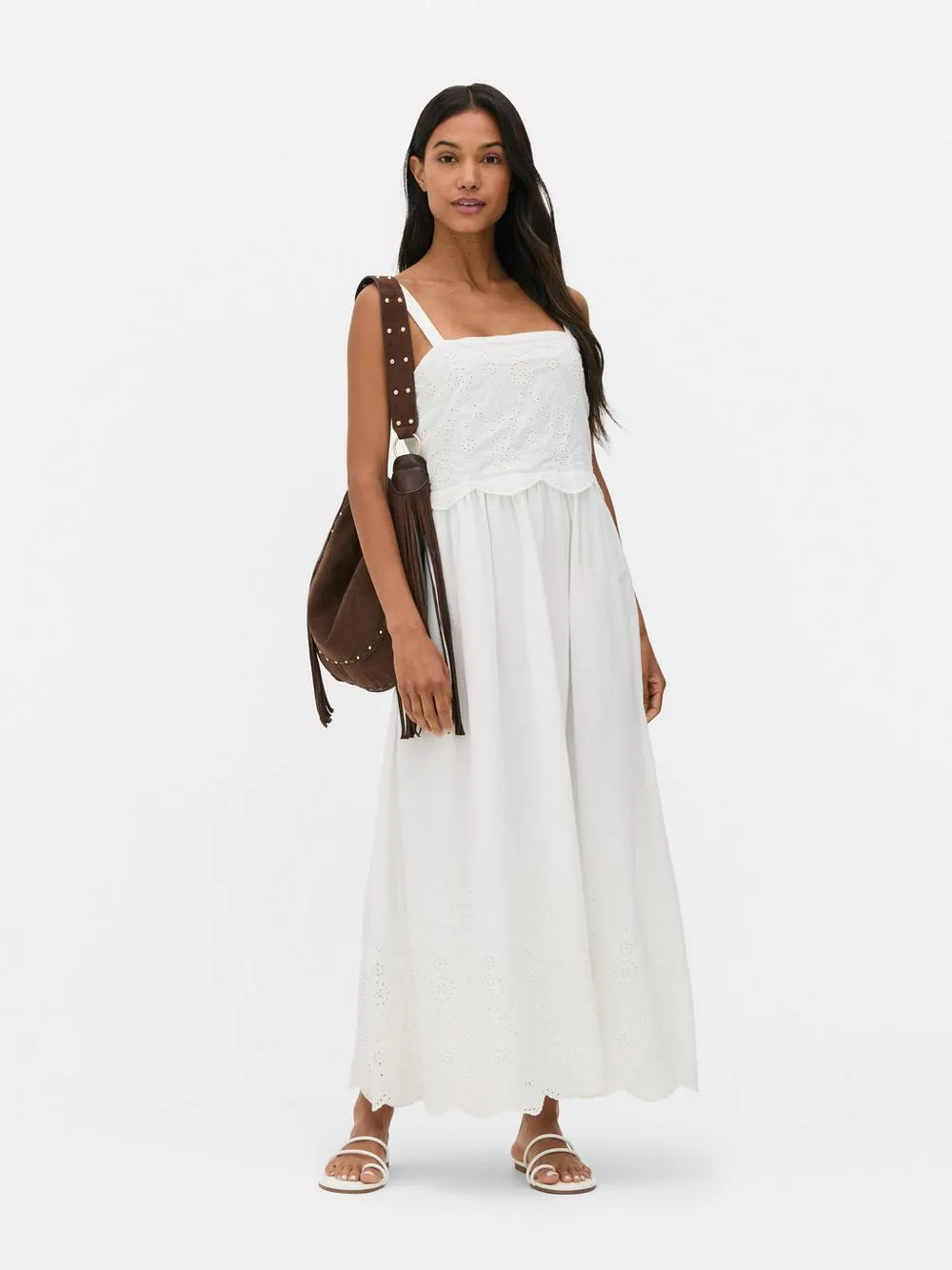 Midikleid mit Lochstickerei
