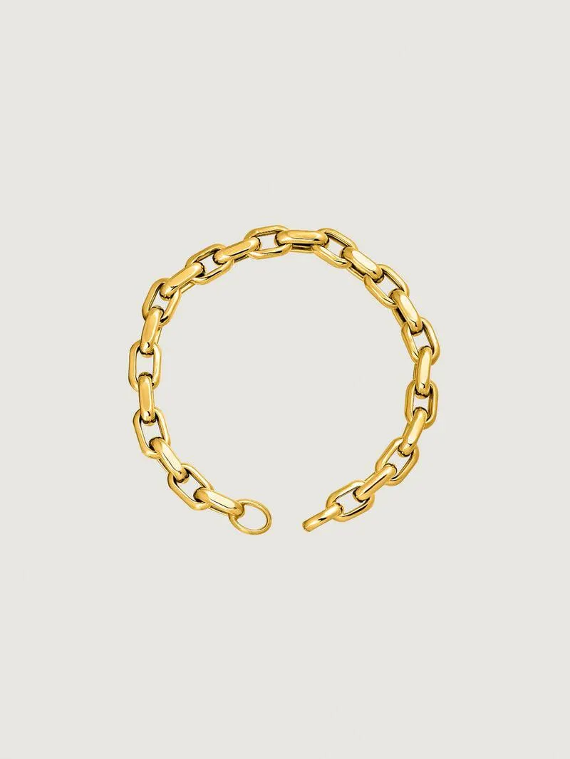Pulsera de eslabones forza de plata 925 bañada en oro amarillo de 18K