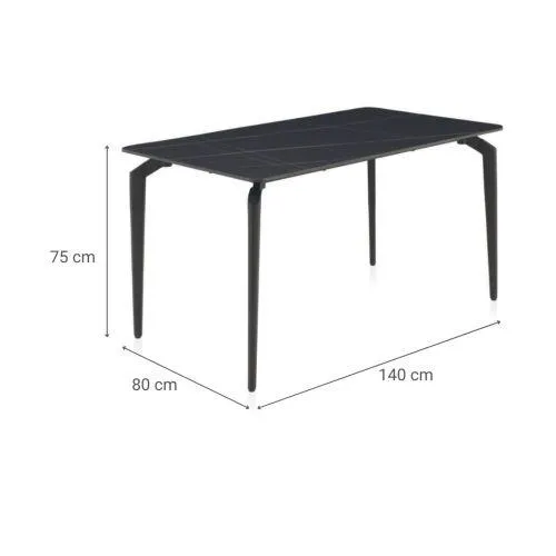 Mesa de comedor negra con patas de metal GABAR 11044