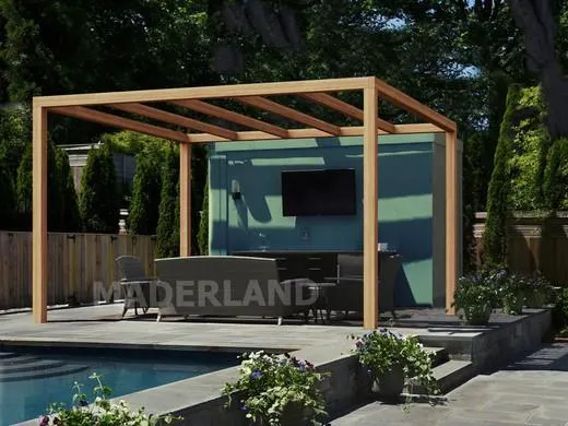 Pérgola de madera de abeto laminado con tornilleria incluida, con tratamiento GL24h