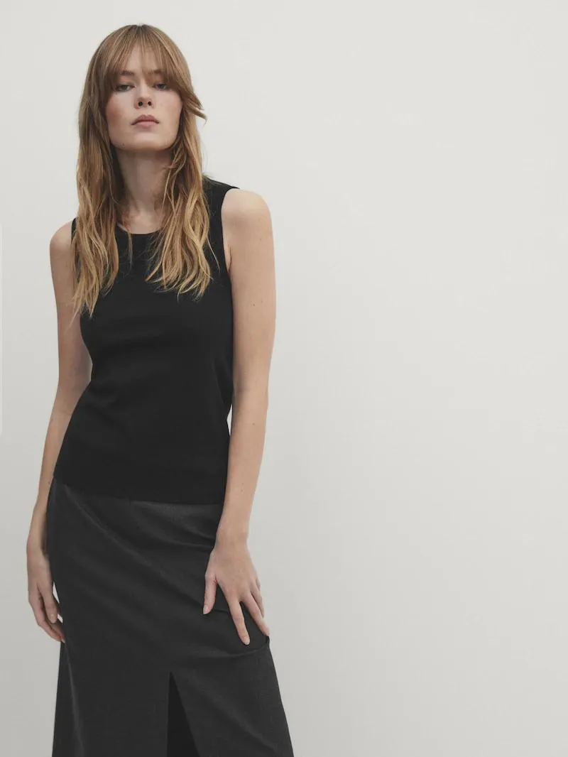 Camiseta ajustada mezcla algodón manga sisa