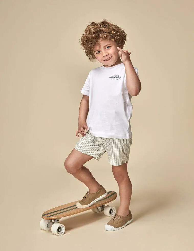 Camiseta estampado olas blanco