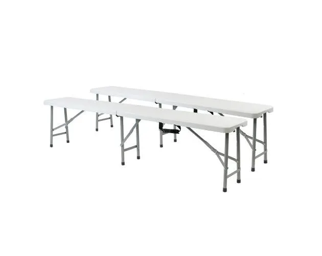 Set 2 bancos plegables y portátiles gardiun new koln 180x29x43 cm de resina