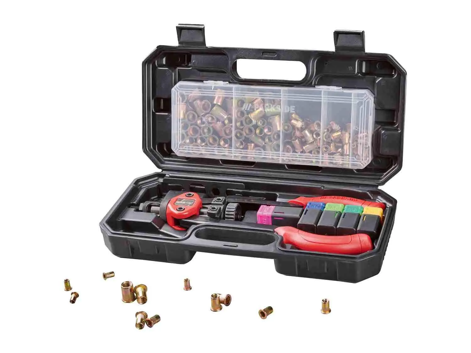 Remachadora de tuercas con accesorios