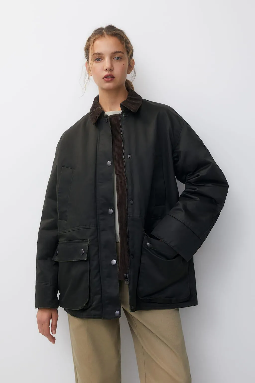 CHAQUETA ENCERADA CUELLO PANA