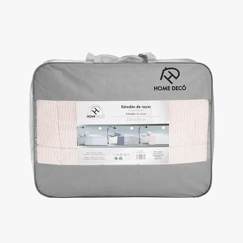 HOME DECÓ EDREDÓN ESTAMPADO RAYAS 220X220CM