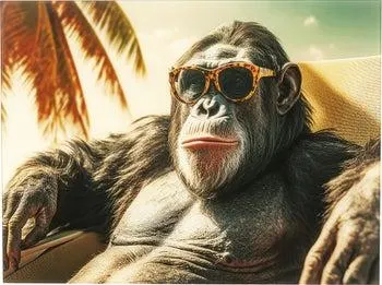 Cuadro cristal Holiday Monkey 80x60cm