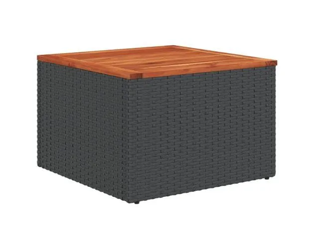 vidaXL mesa de jardín de madera de acacia y ratán pe negro 55x55x37 cm