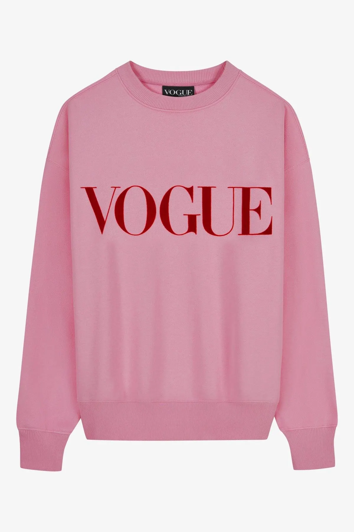 Sudadera VOGUE rosa con logo estampado de terciopelo