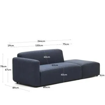 Sofá modular Neom 2 plazas con terminal azul 244 cm FSC Mix Credit