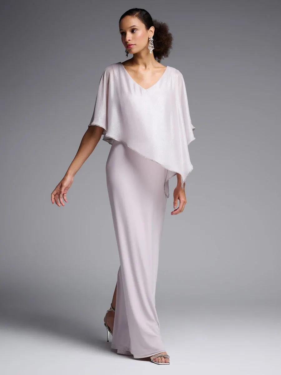 Vestido de madre nupcial Cuello joya Medias mangas Una línea Parte delantera dividida Hasta el suelo Vestidos de invitados de boda