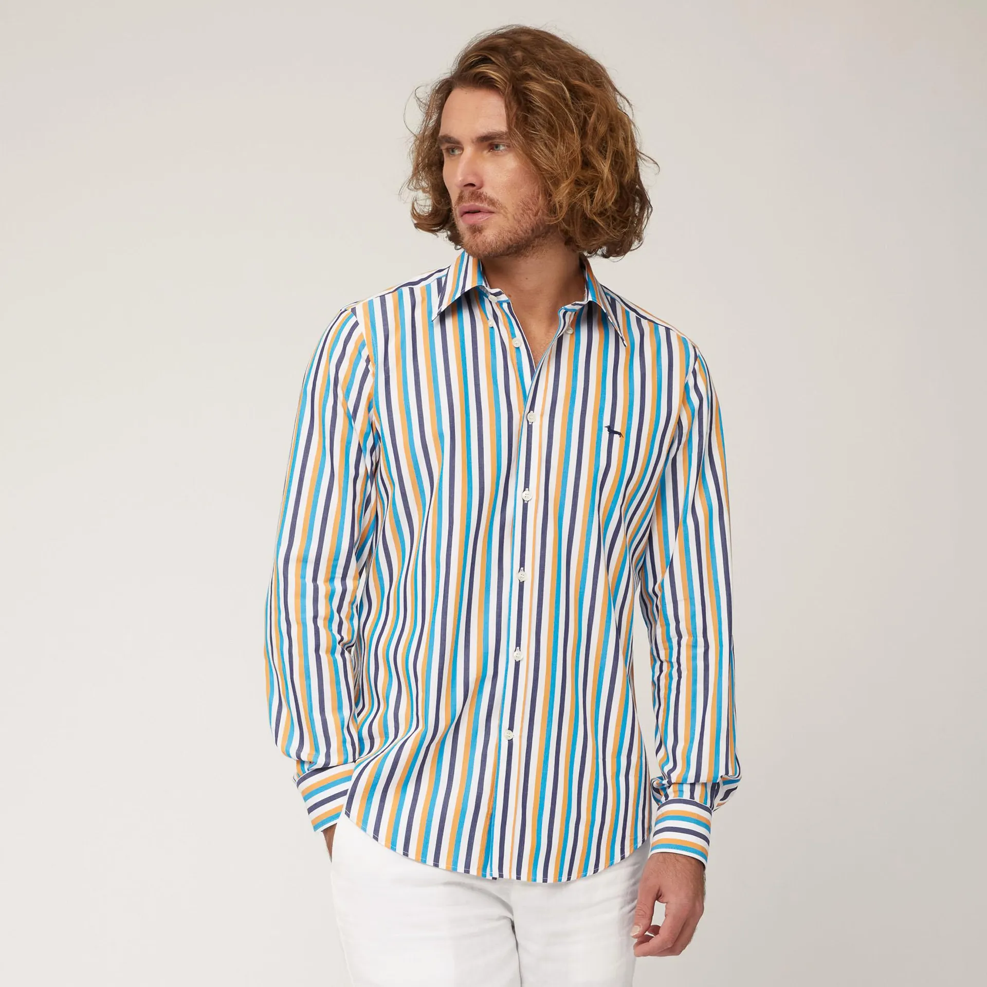 Camisa de algodón a rayas verticales