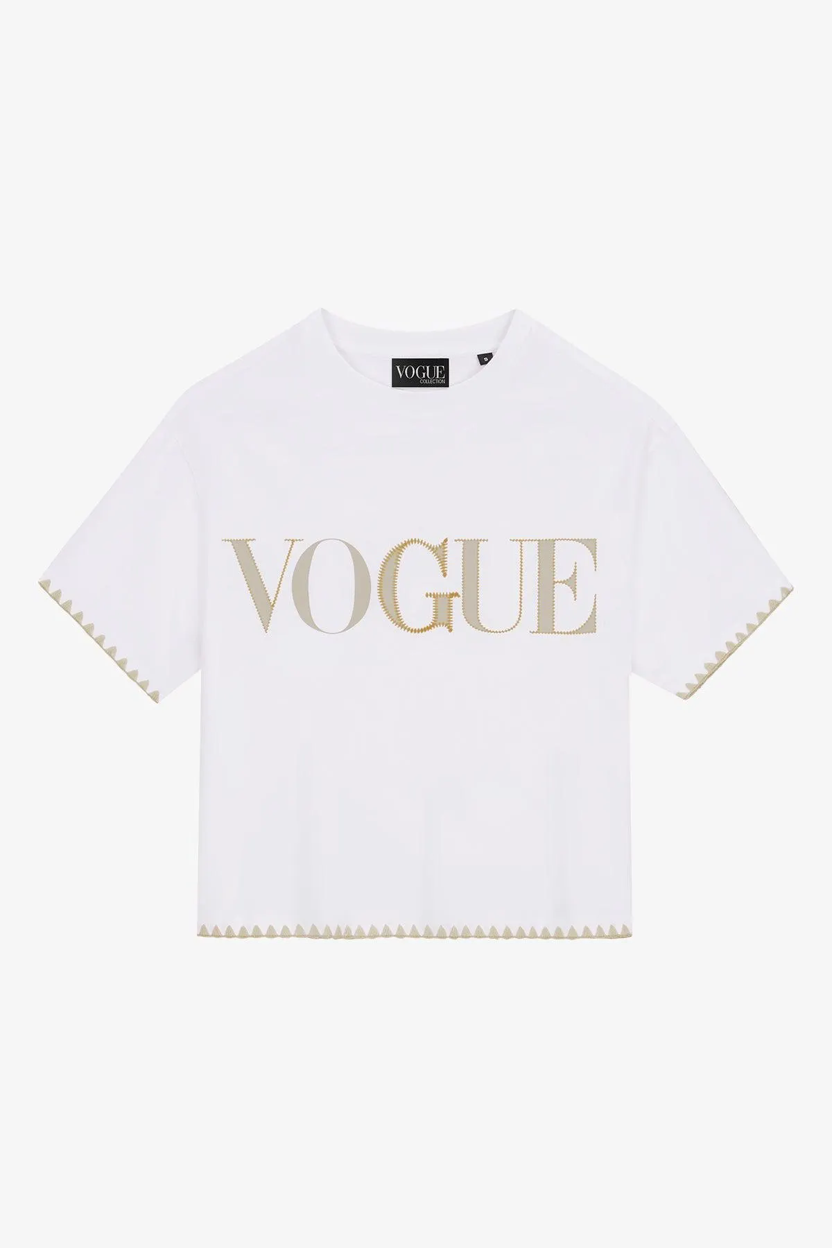 Camiseta VOGUE cropped blanco con logo bordado