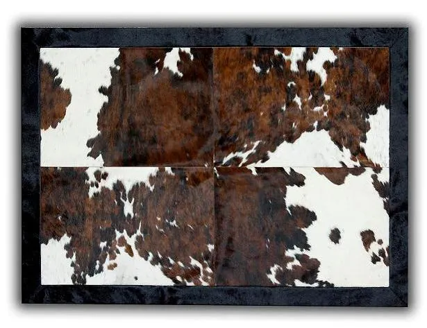 Alfombra piel toro 4 piezas con ribete