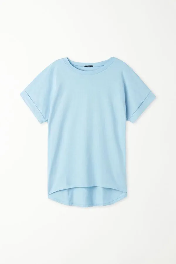 Camiseta de Algodón con Vuelta Kimono