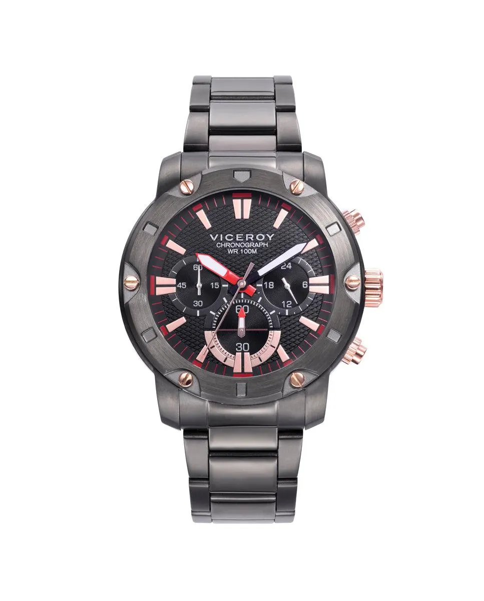 Reloj de hombre Heat de acero con cronógrafo y esfera negra