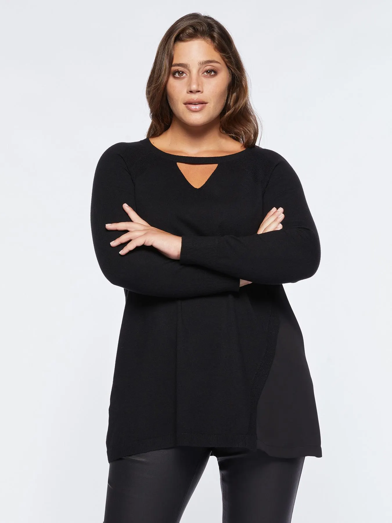 Jersey largo con aplicaciones de tejido