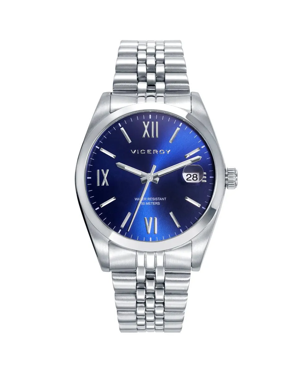 Reloj de hombre Chic de acero con esfera azul