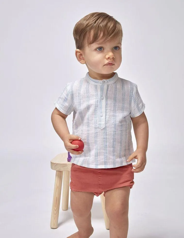 Camisa de rayas cuello caja azul