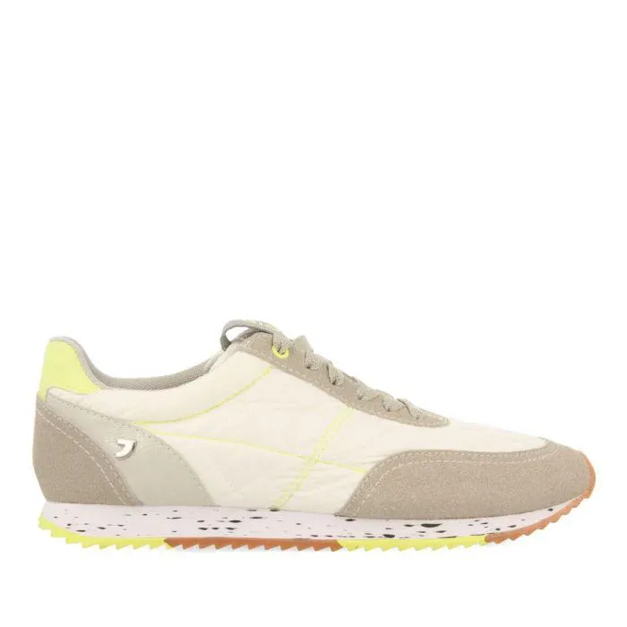 Oepping women's off-white monochrome sneakers with neon details