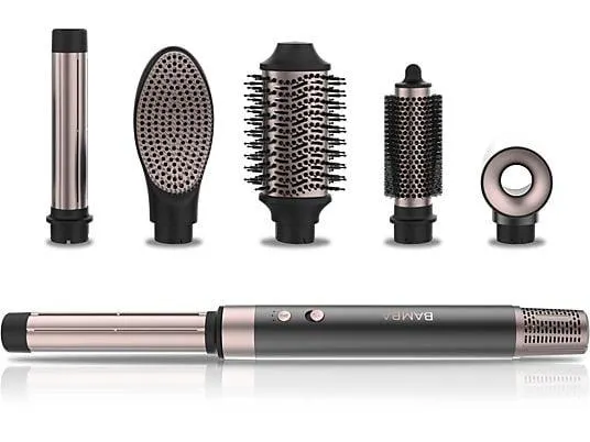 Moldeador - Cecotec Bamba CeramicCare AirGlam Original, Tecnología iónica, 6 en 1, 2 velocidades, 3 temperaturas, 6 accesorios, Rose Gold