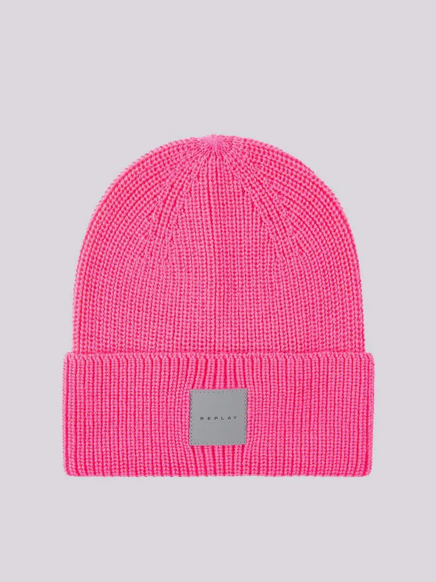 Gorro de mezcla de lana con labor de punto