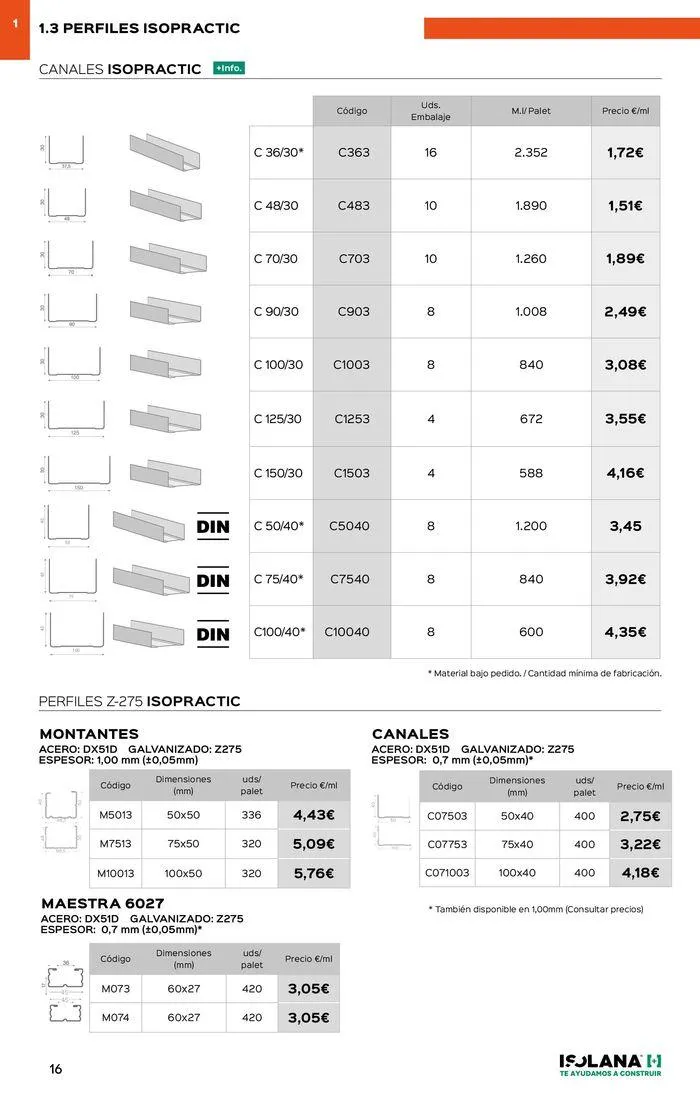 Catálogo de PLACA DE YESO LAMINADO – TARIFA ISOLANA 2024 18 de septiembre al 30 de septiembre 2024 - Página 11