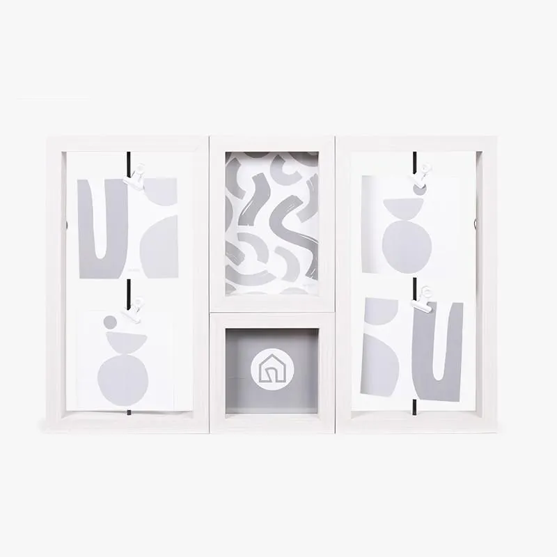 PORTAFOTOS MÚLTIPLE MADERA BLANCA MOD 2