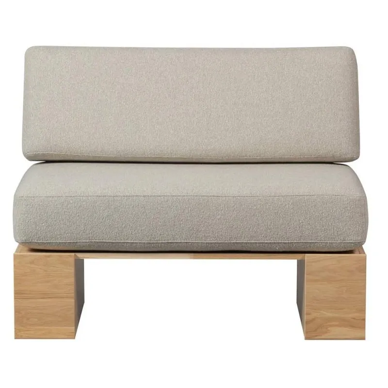 Eat Up oak wall bench and beige cushions