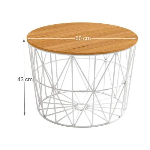 Mesa de Centro Redonda con Estructura Blanca Atlántico CG1108B