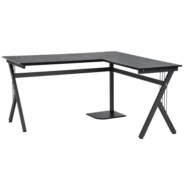Mesa de Ordenador HOMCOM MDF, Metal Negro 155x130x76 cm