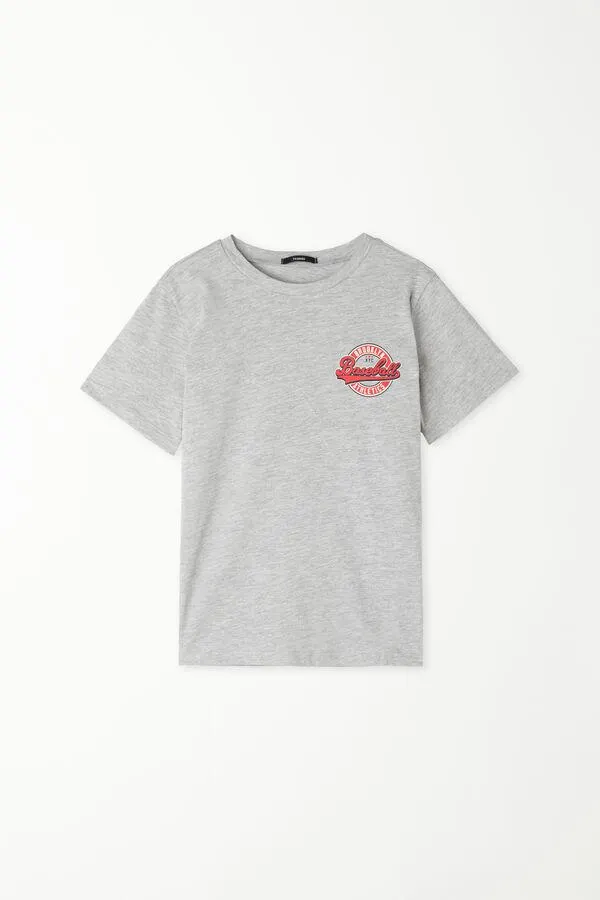 Round-Neck Printed Cotton Top